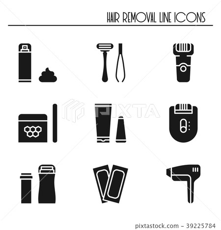 Hair removal methods silhouette icons set. Shaving 39225784