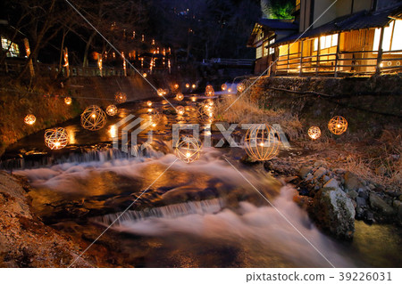 Kurokawa Onsen in winter, light up 39226031