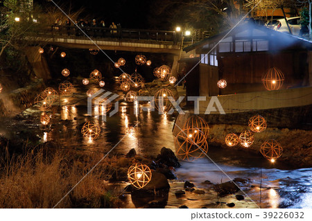 Kurokawa Onsen in winter, light up 39226032