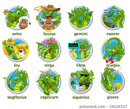Zodiac set isolated 39226337