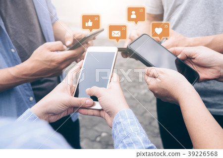 Group of young teen using mobile phones. Group of young teen using mobile phones. 39226568