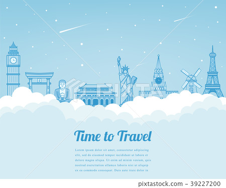 Travel composition with famous world landmarks 39227200