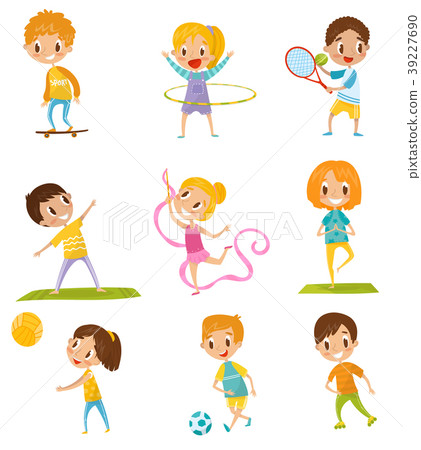 Kids doing different kinds of sports set - Stock Illustration [39227690 ...