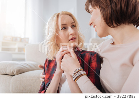 Nice beautiful woman looking at her girlfriend 39227882