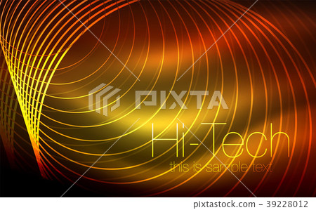 Circular glowing neon shapes, techno background Circular glowing neon shapes, techno background 39228012