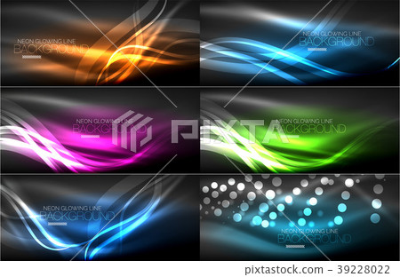 Vector collection of glowing neon shapes in dark Vector collection of glowing neon shapes in dark 39228022