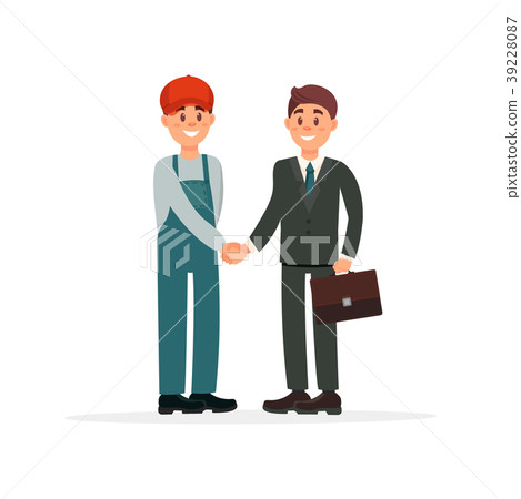 Professional auto mechanic in uniform and customer Professional auto mechanic in uniform and customer 39228087