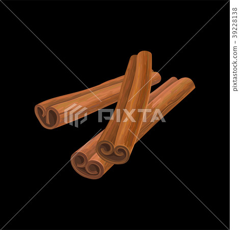 Three sticks of cinnamon, fragrant spice vector 39228138