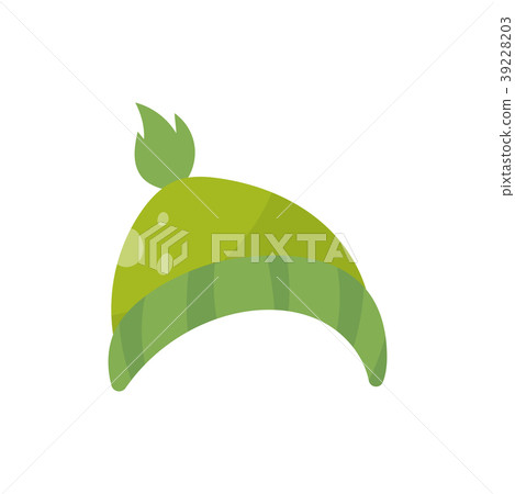 Green knitted hat, boys wear vector Illustration Green knitted hat, boys wear vector Illustration 39228203