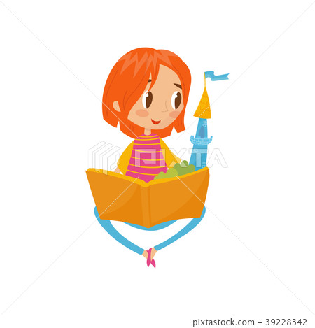 Girl sitting on rhe floor and reading a book - Stock Illustration ...