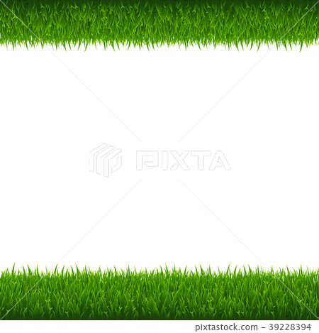 Green Grass Borders White Background - Stock Illustration [39228394 ...
