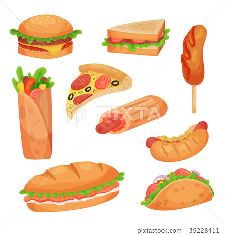 Fast food set vector Illustrations on a white 39228411