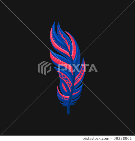 Beautiful bright abstract blue and pink feather 39228961