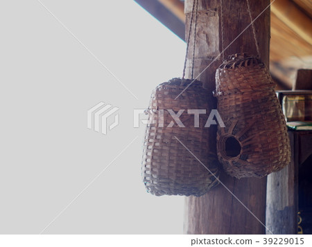 primitive woven bamboo containers as home utensil primitive woven bamboo containers as home utensil 39229015