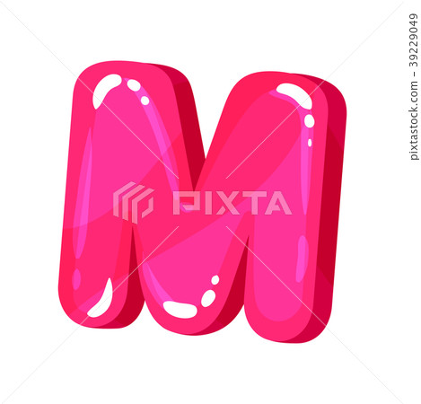 M magenta glossy bright English letter, kids font M magenta glossy bright English letter, kids font 39229049