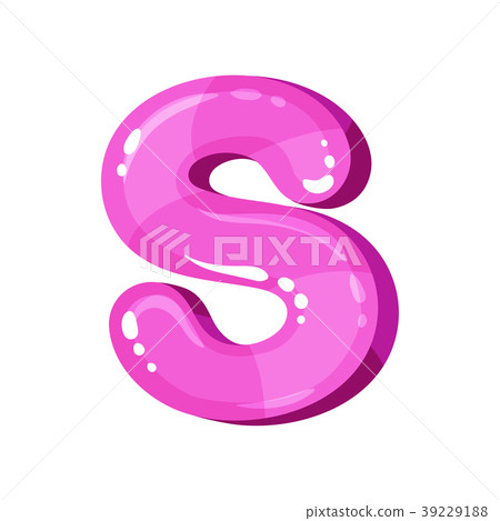S pink glossy bright English letter, kids font S pink glossy bright English letter, kids font 39229188