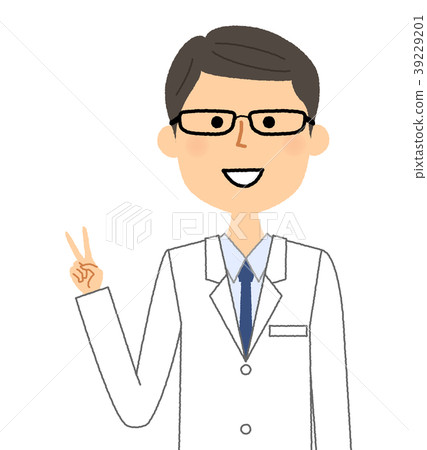 男性V簽到白大衣 男性V簽到白大衣 39229201