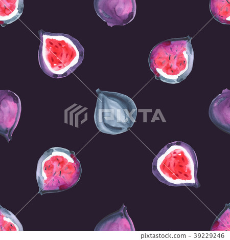 Figs. Tropical pattern of exotic fruit. Watercolor Figs. Tropical pattern of exotic fruit. Watercolor 39229246