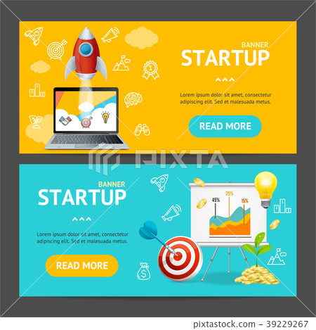 Startup Banner Horizontal Set. Vector 39229267