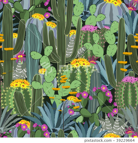 Seamless pattern with cactus. Wild cactus forest 39229664