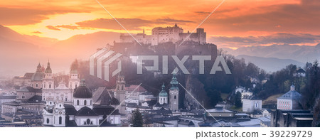 Panoramic view of Salzburg at winter morning Panoramic view of Salzburg at winter morning 39229729