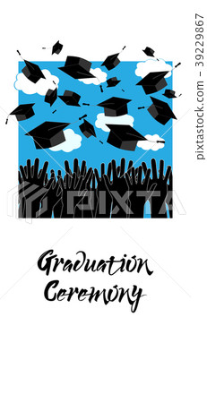 Graduate Hands Throwing Up Graduation Hats. 39229867
