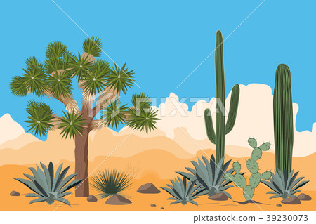 Desert pattern with joshua trees, saguaro, agave 39230073