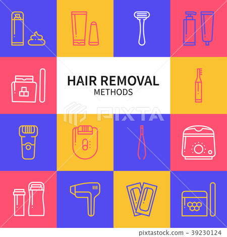 Hair removal methods line icons set. Shaving 39230124