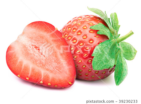 Strawberries with leaves isolated on white Strawberries with leaves isolated on white 39230233