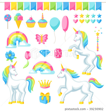 Collection of unicorns and fantasy decorative Collection of unicorns and fantasy decorative 39230902
