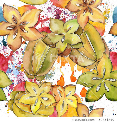 Exotic carambola wild fruit pattern in a Exotic carambola wild fruit pattern in a 39231259