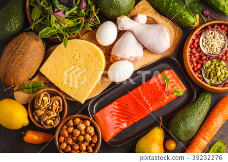 Keto (ketogenic) diet concept, food background Keto (ketogenic) diet concept, food background 39232276