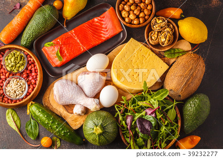 Keto (ketogenic) diet concept, food background Keto (ketogenic) diet concept, food background 39232277
