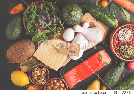 Balanced low-carb food background 39232278