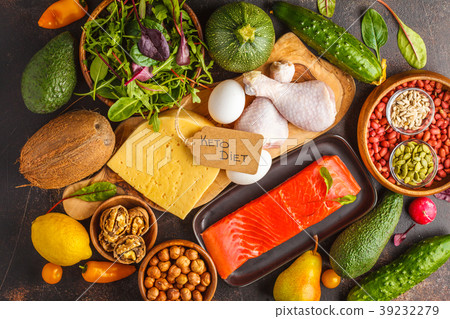 Keto (ketogenic) diet concept, food background 39232279