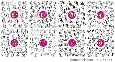 Set Letter Q R S T U V W X Hand Drawn Stock Illustration