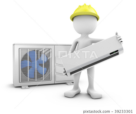 Man and air conditioner 39233301