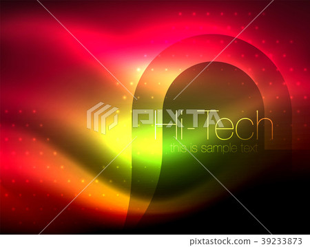 Glittering neon glowin wave, techno modern art Glittering neon glowin wave, techno modern art 39233873