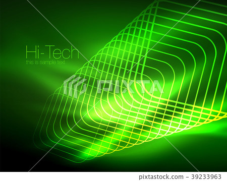 Neon glowing outline squares in dark Neon glowing outline squares in dark 39233963