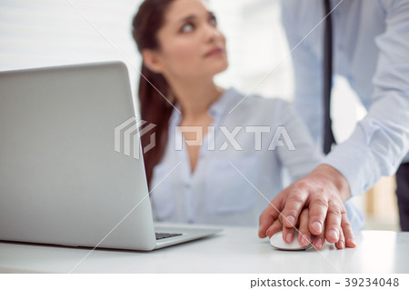 Nice young woman feeling a male hand 39234048