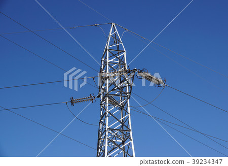 high-voltage power lines. electricity distribution high-voltage power lines. electricity distribution 39234347