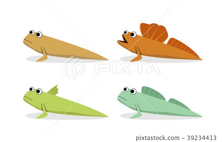 Oxudercinae ; Mudskipper in vector art, side view 39234413
