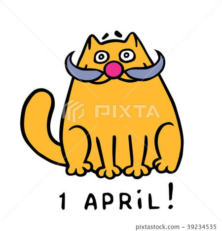 Cute fat orange cat with clown mask. Vector  39234535
