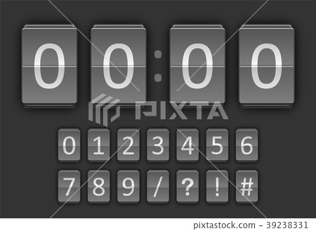 Clock number in flip panel style black background Clock number in flip panel style black background 39238331