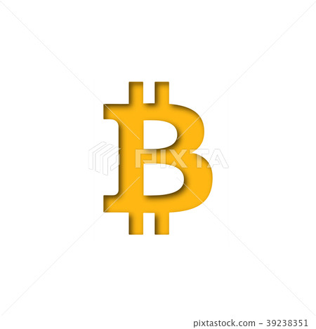 Simple yellow Bitcoin icon in paper cut concept 39238351