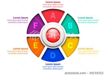 Six topics colorful chart in paper cut style 39238352