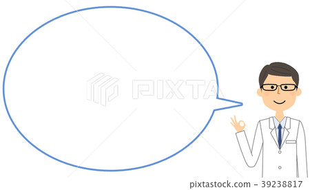 Man in white coat doing OK sign Speech bubble 39238817