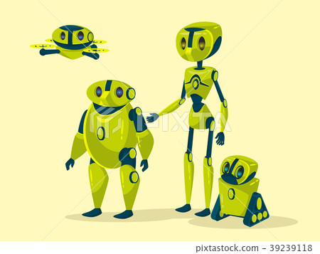 Vector cartoon robots cyborgs androids set 39239118