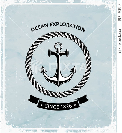 Maritime symbols logo - anchor with rope and with 39239399
