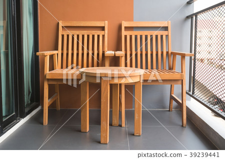 Wooden chair on the balcony 39239441